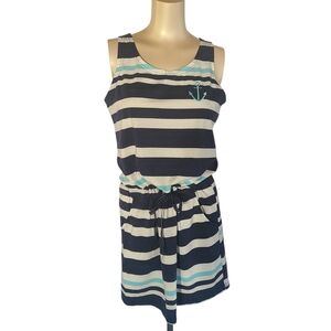 Beach by Exist Nautical Striped Tank Dress Navy Blue White Teal XL Anchor